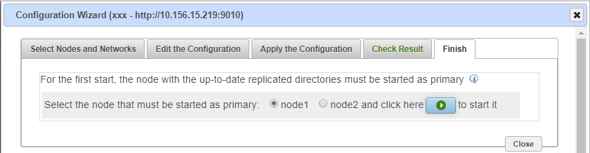 SafeKit web console - select the  node with the up-to-date database