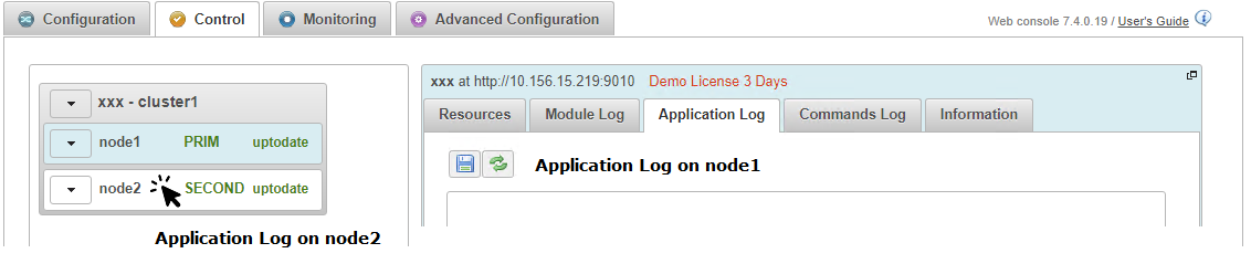 Vew the application log of  Oracle